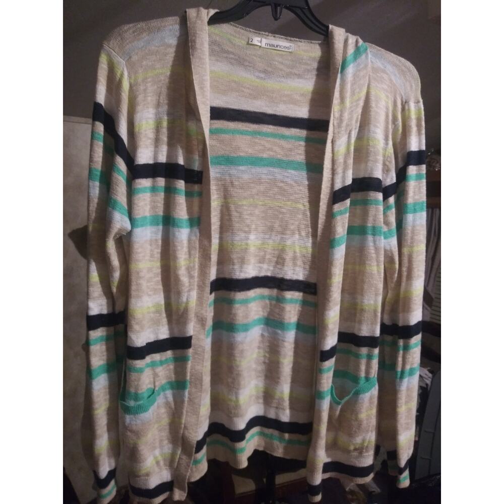 Maurice Size 2 = XS Cardigan Light Weight striped Hoodie